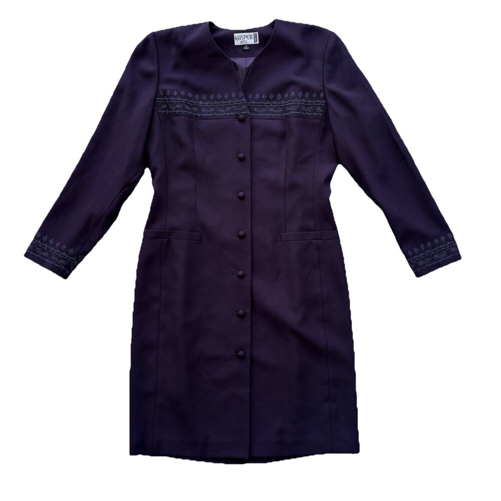 Kasper ASL Dress VTG Purple 90s Business Attire Plum Women’s Size 8